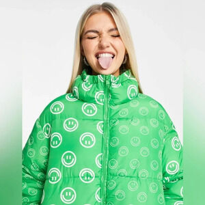 Native Youth Smile Print Jacket Size Large Green Sold Out
